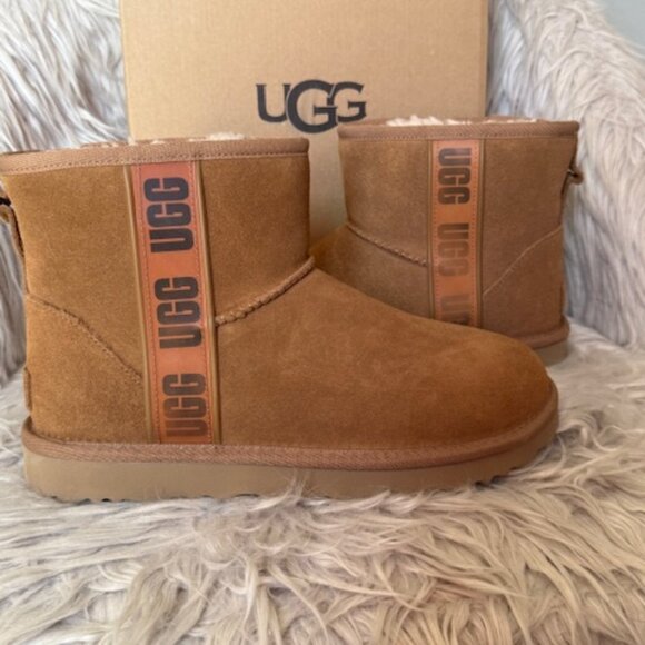 ⭐NEW⭐ WOMEN UGG CLASSIC MINI SIDE LOGO II CHESTNUT BROWN SIZE 9 - Picture 1 of 5